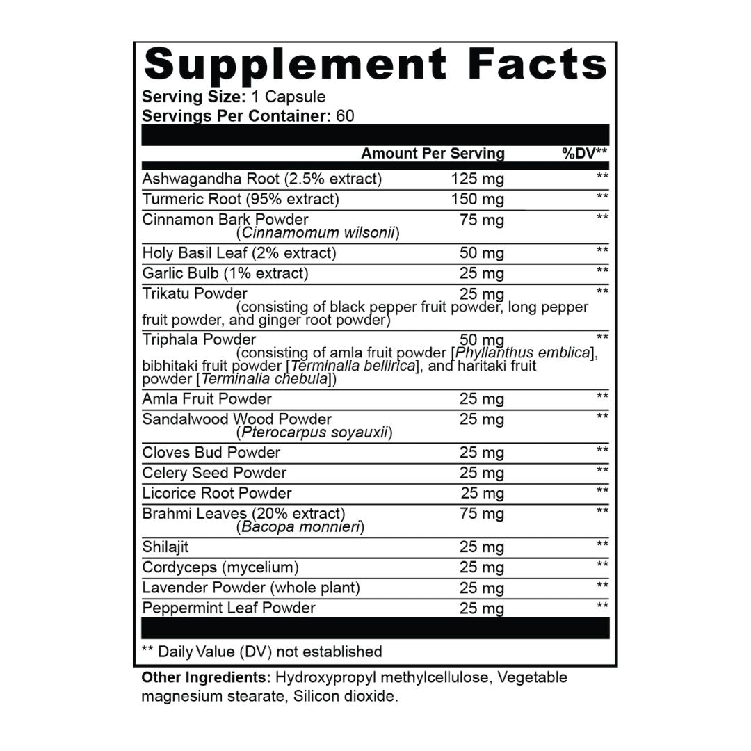Lumlex Wellness Ayurvedic Herbal Complex: Adaptogenic Stress Relief 60 Servings